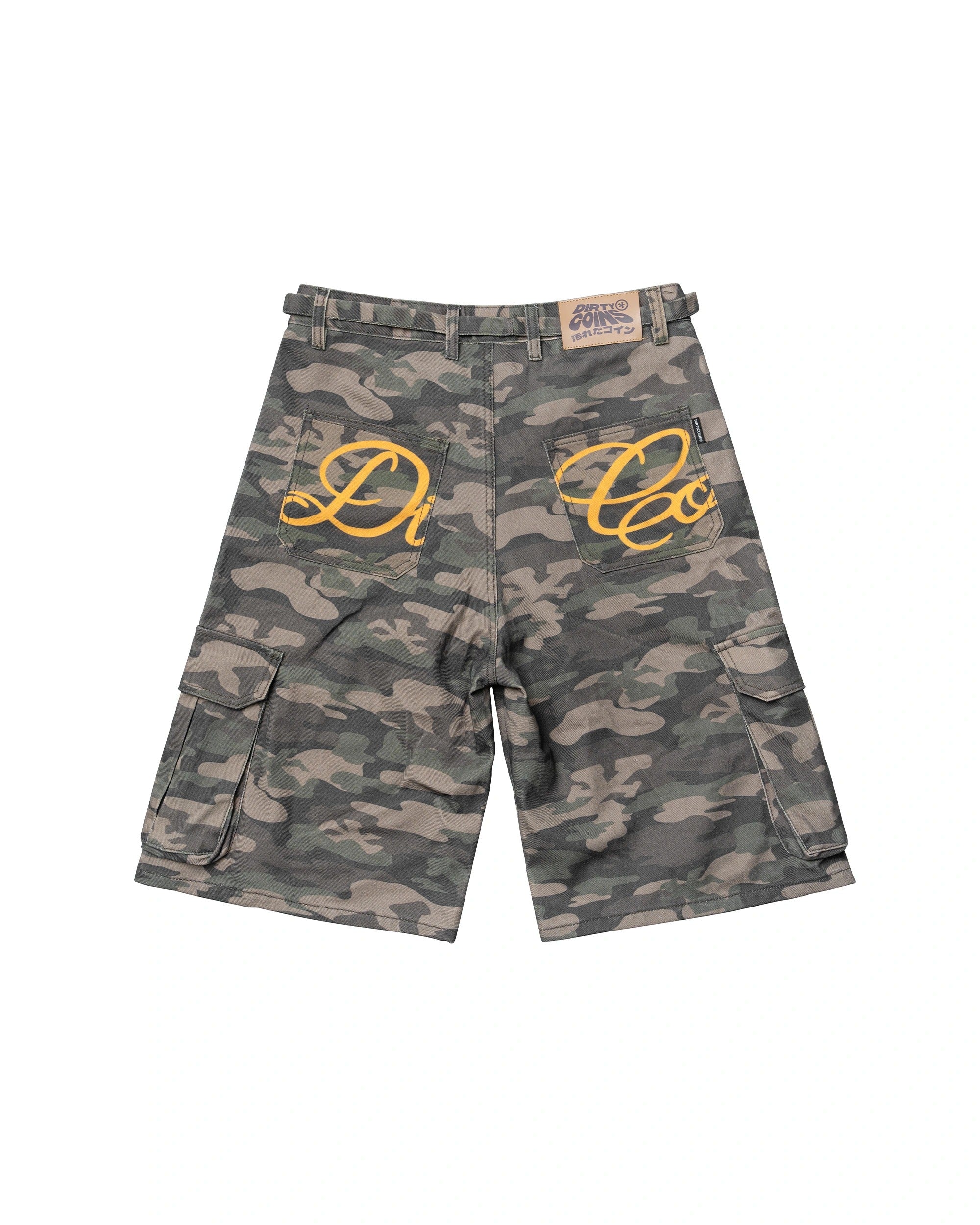 DirtyCoins Drawstring Camo Denim Cargo Shorts