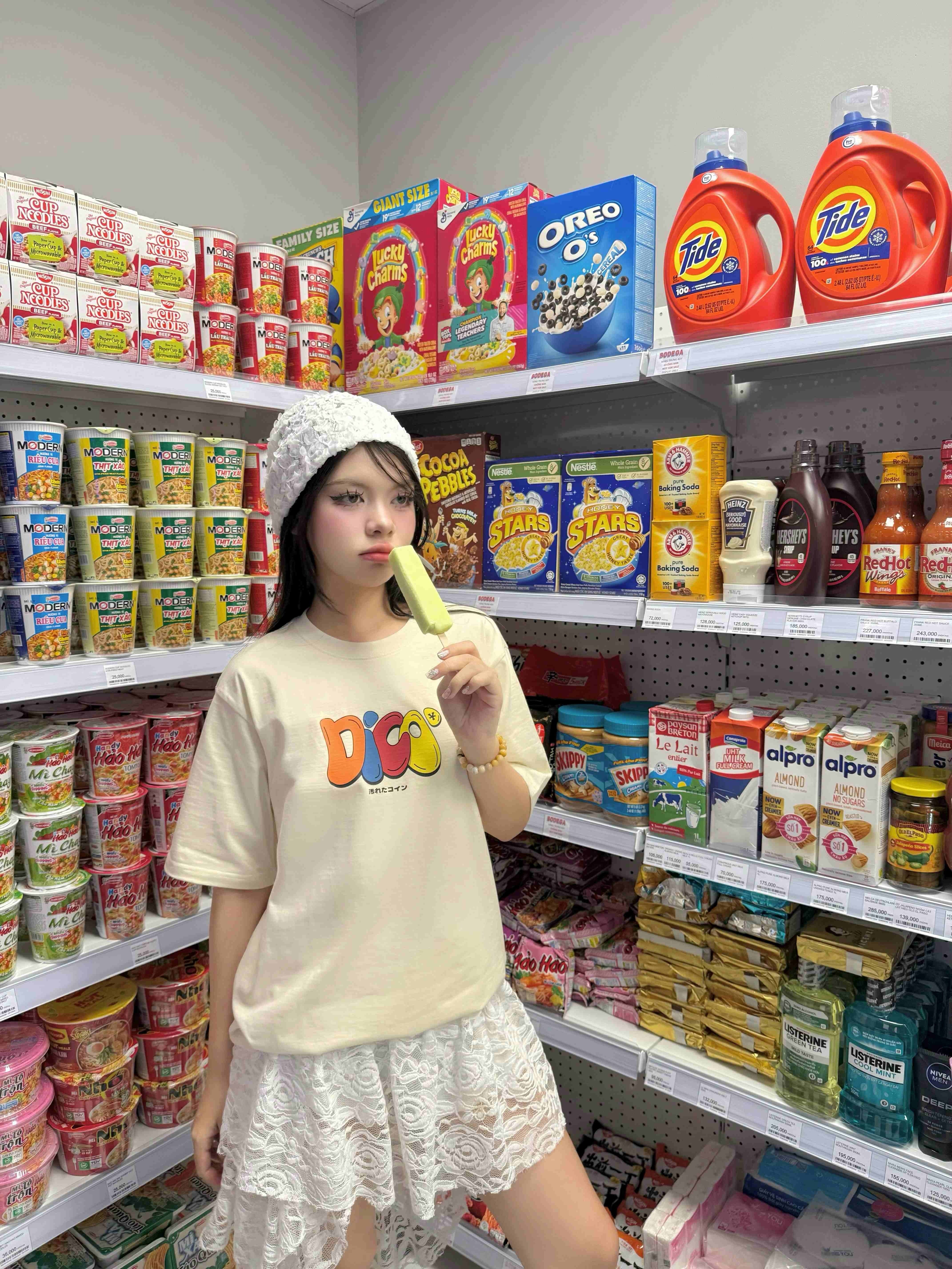 Dico Multicolor Typo T-shirt - Cream