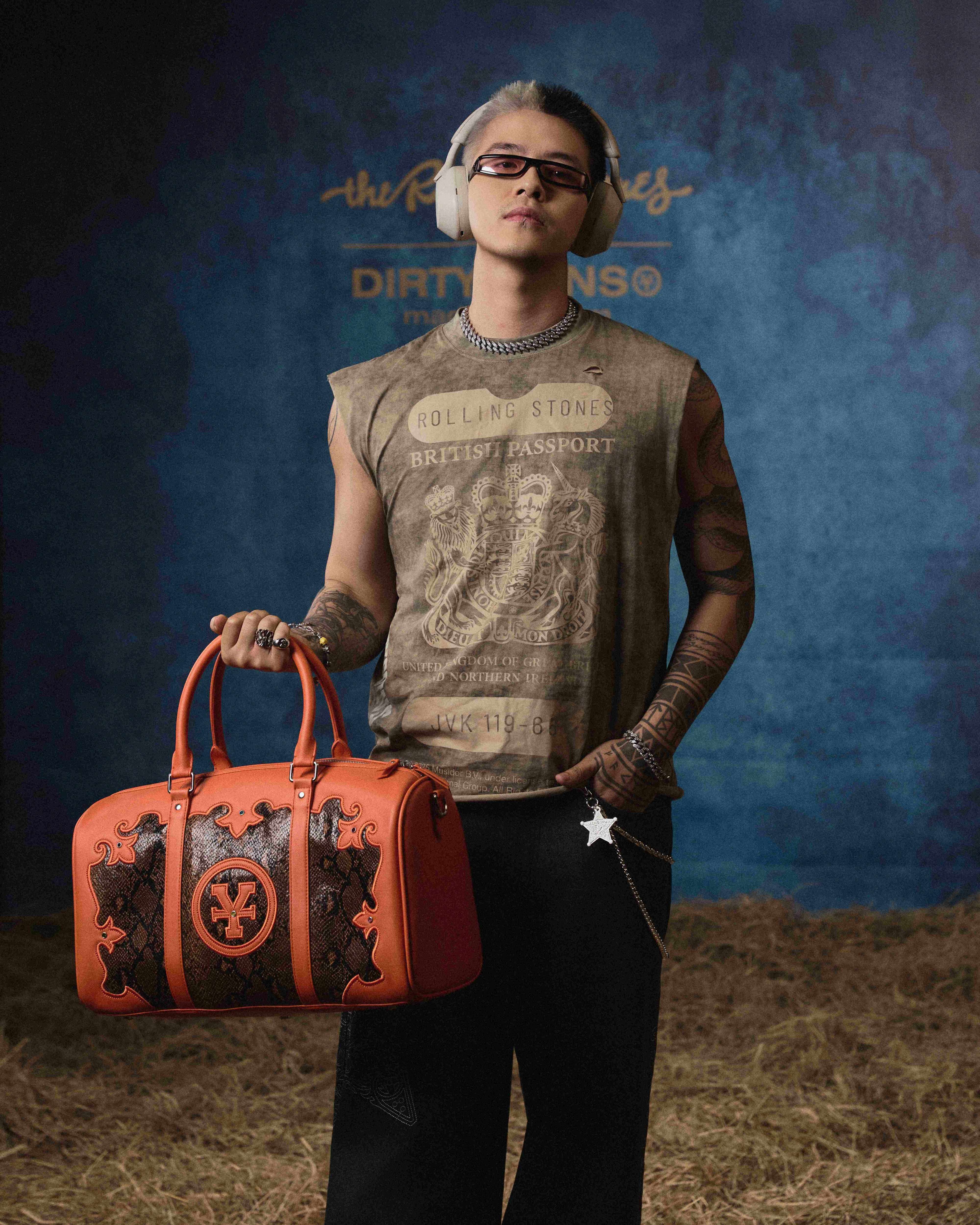 DCxRS Snake Leather Bowler Bag Orange