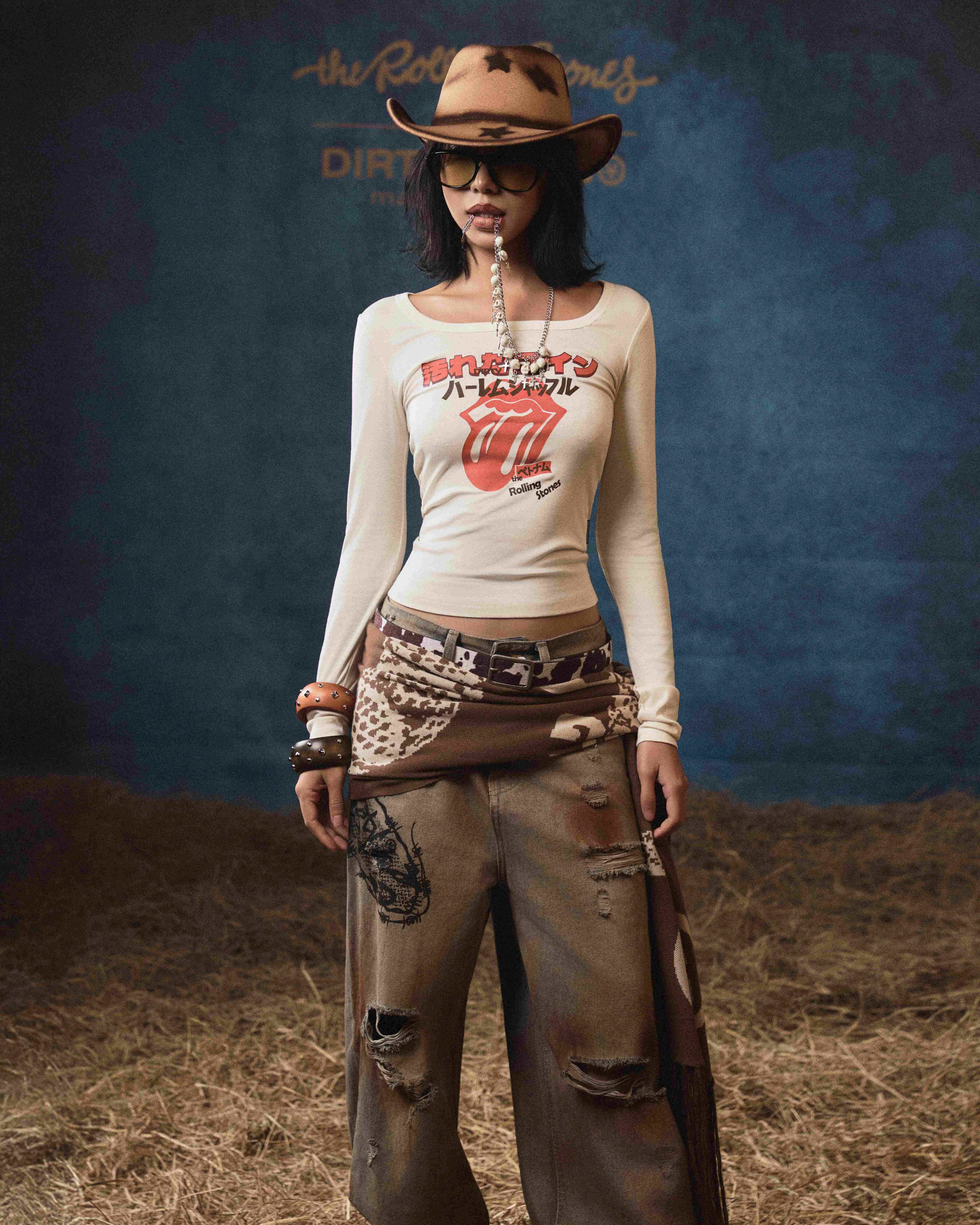 DCxRS JP Inspired Fit LS Baby Tee Tan