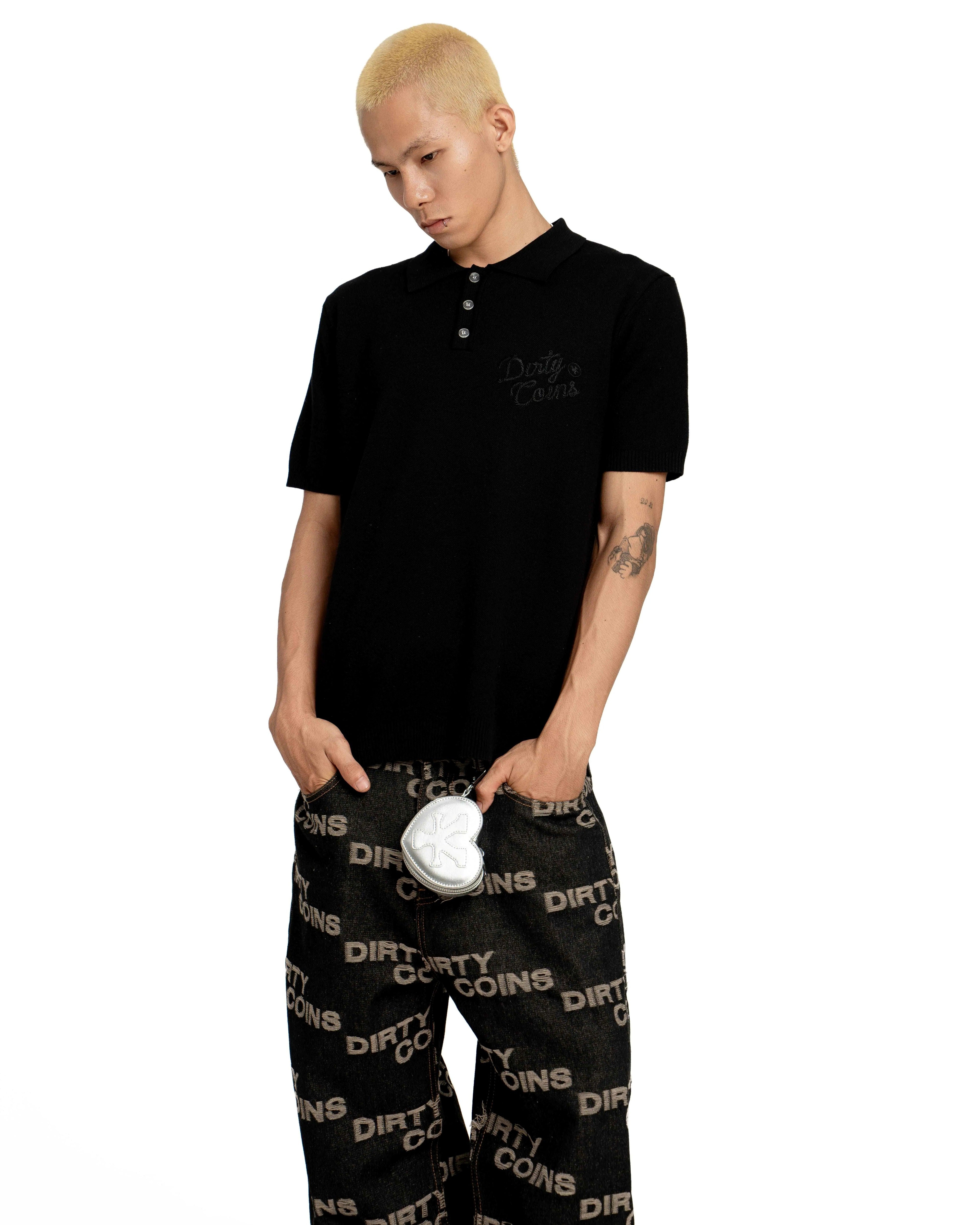 DirtyCoins Rope Embroidery Knit Polo