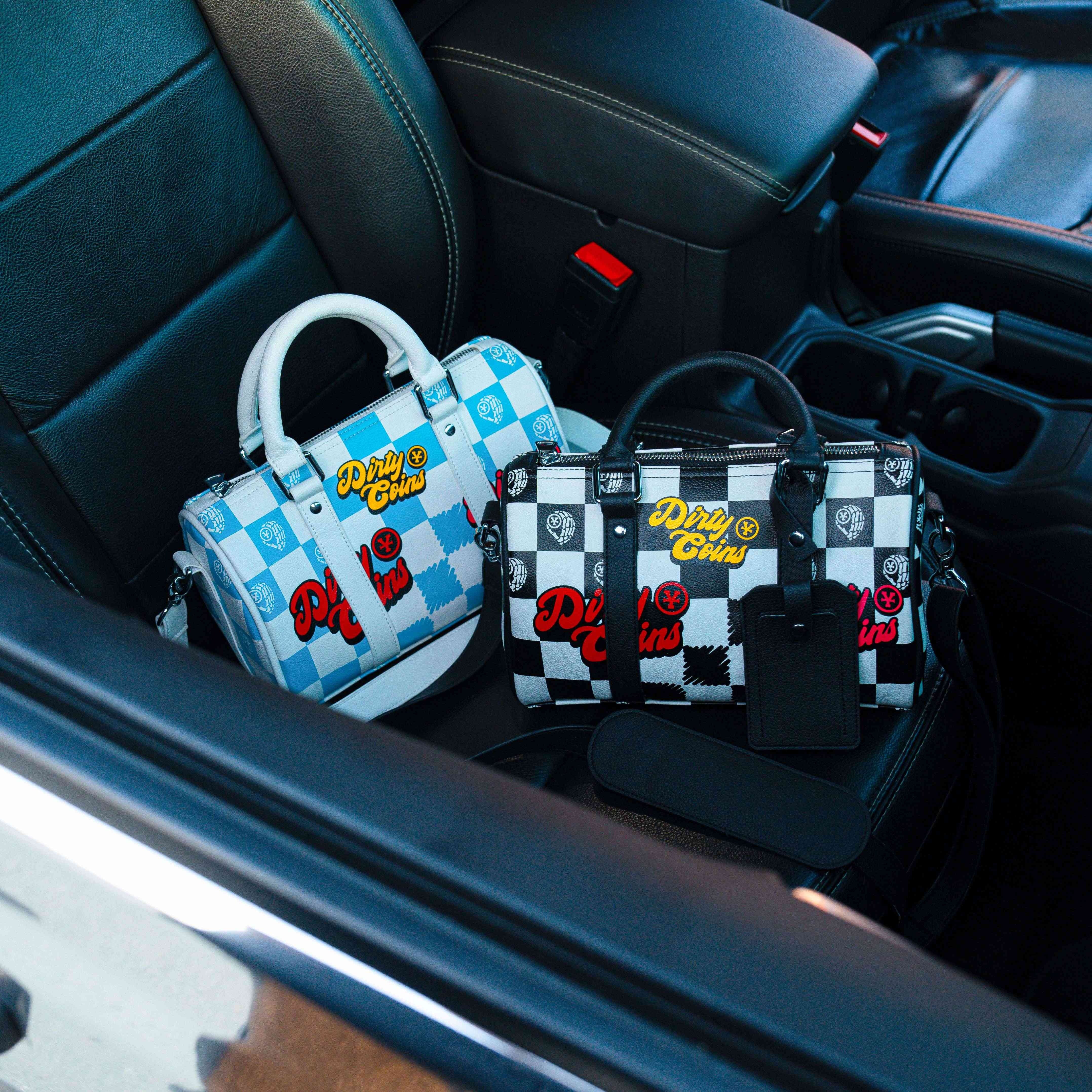 Checkerboard Print Mini Bowler Bag