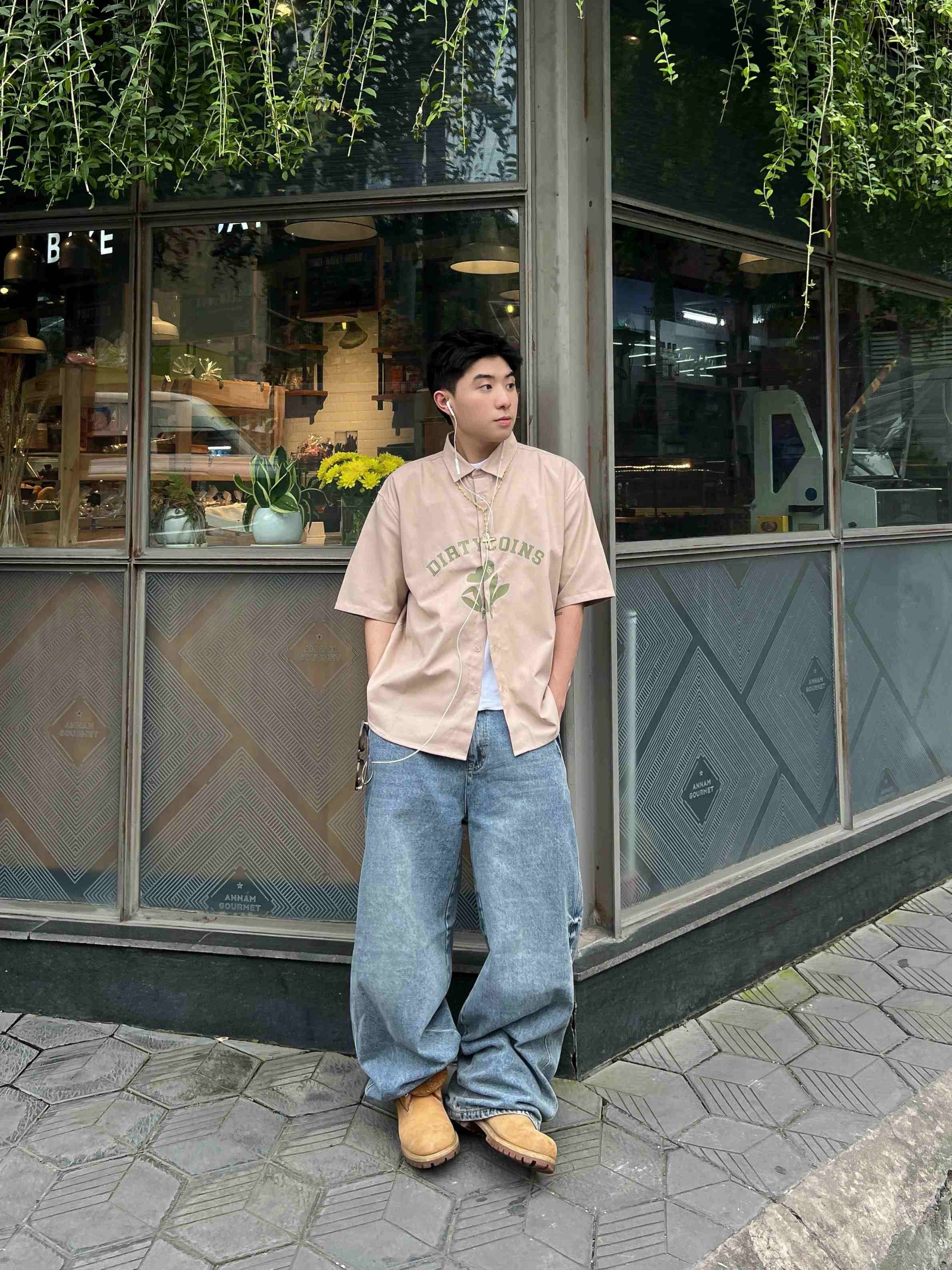 DirtyCoins Floral Silhouette Shirt - Tan