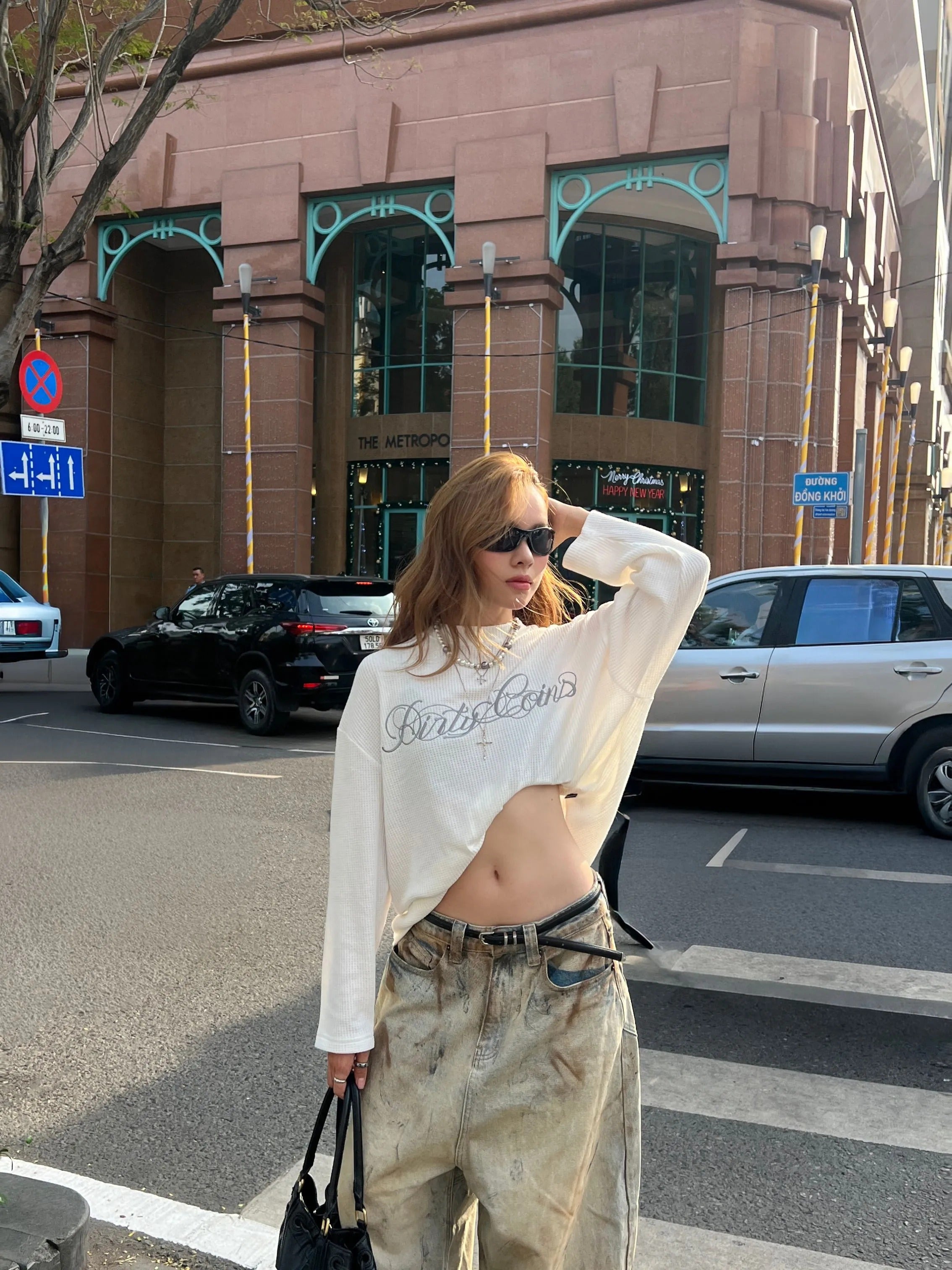 DirtyCoins Script Waffle Long Sleeve T-Shirt