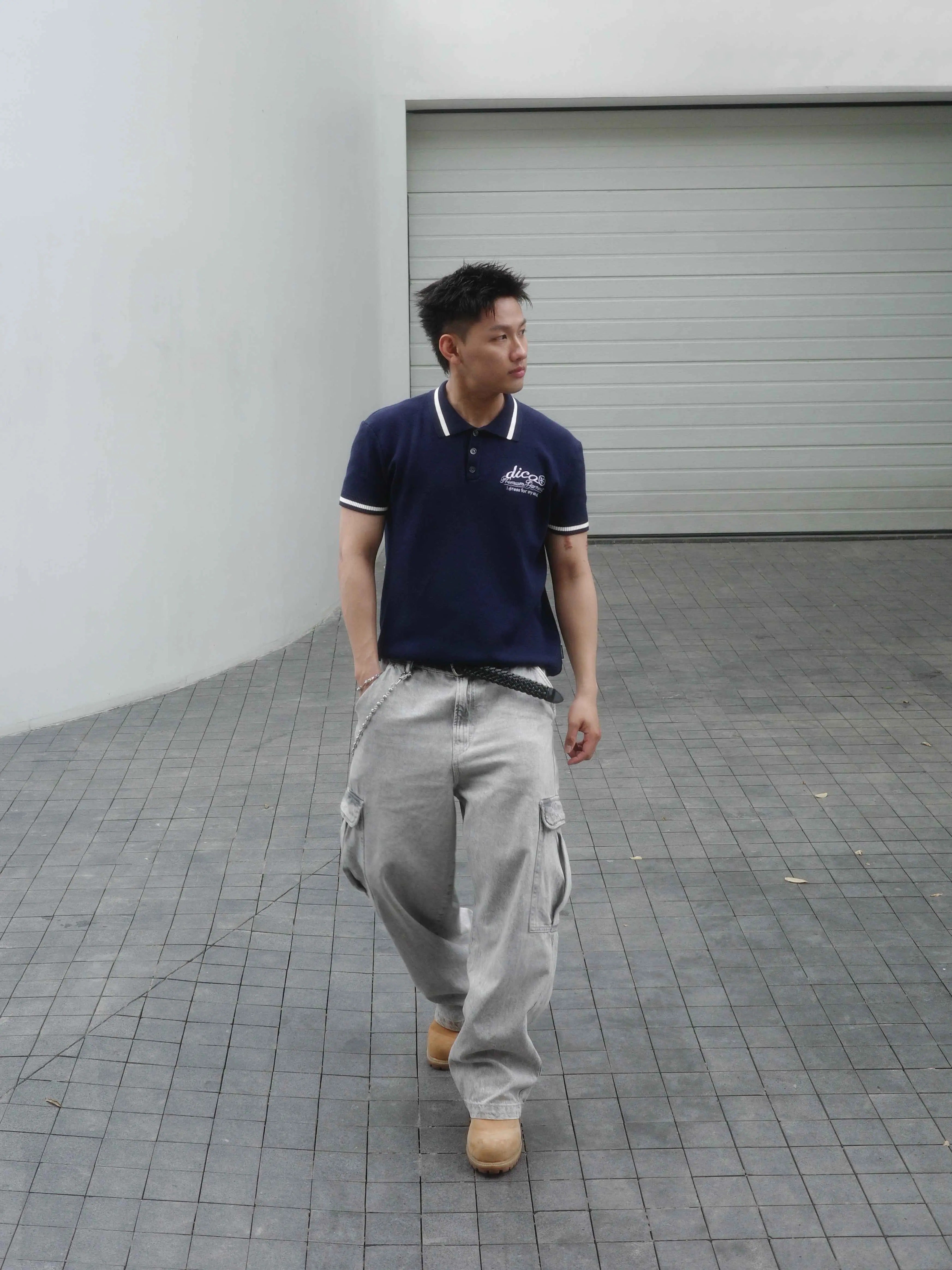 Knit Polo Premium Garment Navy Blue