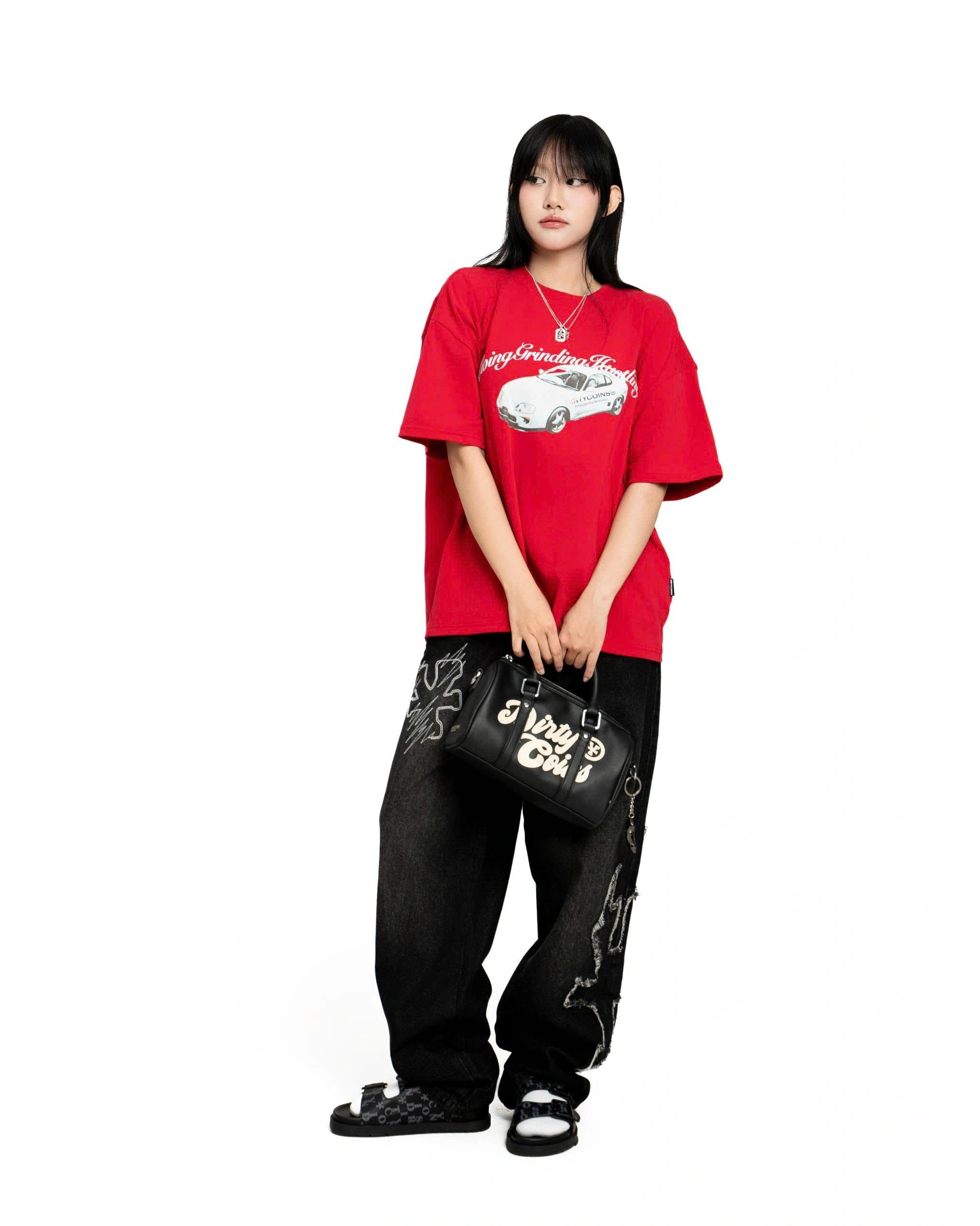 DirtyCoins Flame Wash Relaxed Denim Pants - Black