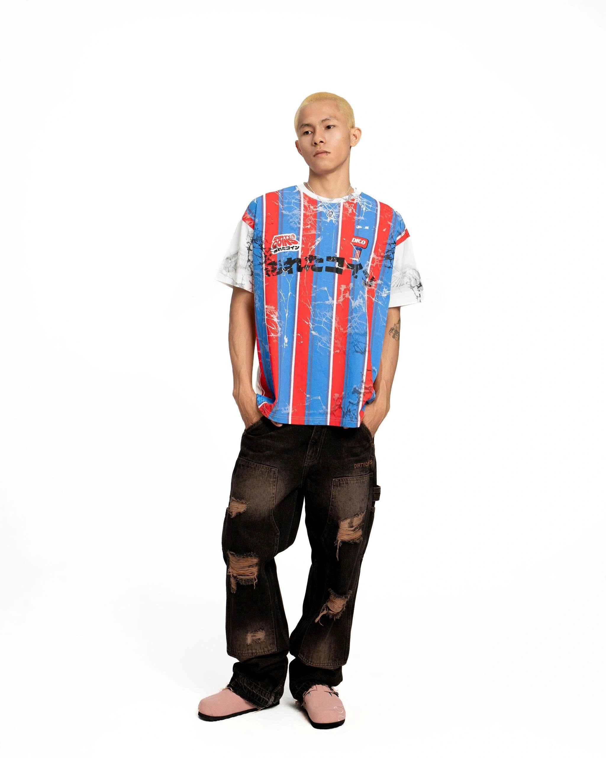 DirtyCoins Distressed Double Knee Denim Pants - Brown