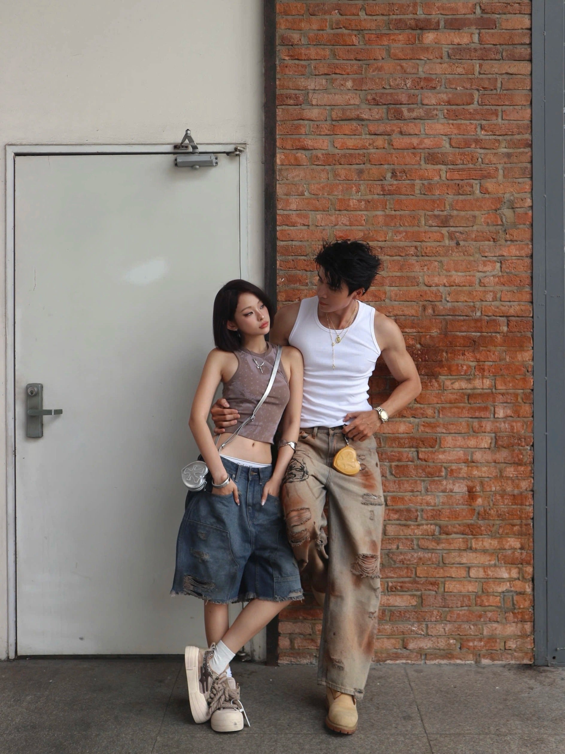 Logo Patched Heart Mini Pounch