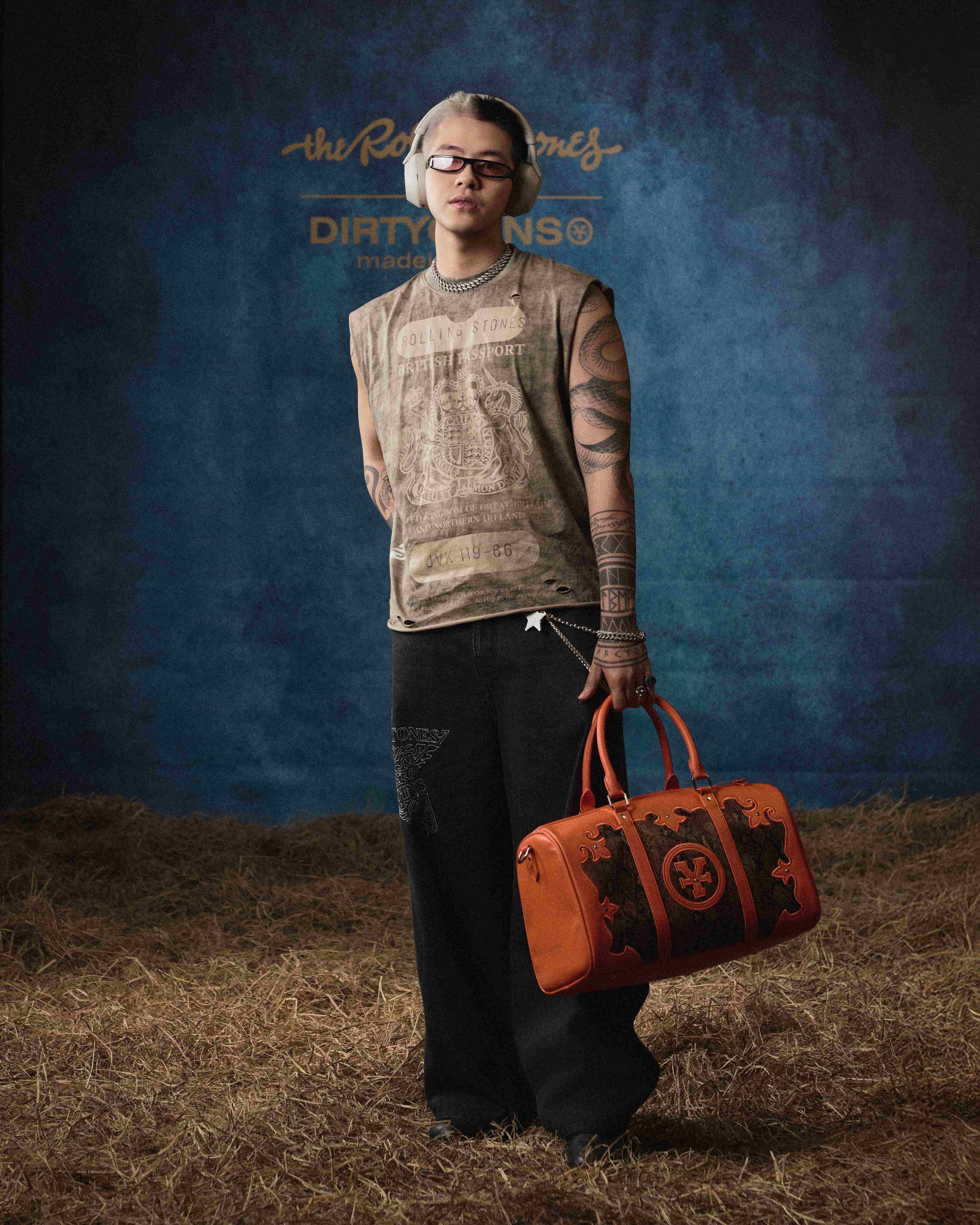 DCxRS Snake Leather Bowler Bag Orange