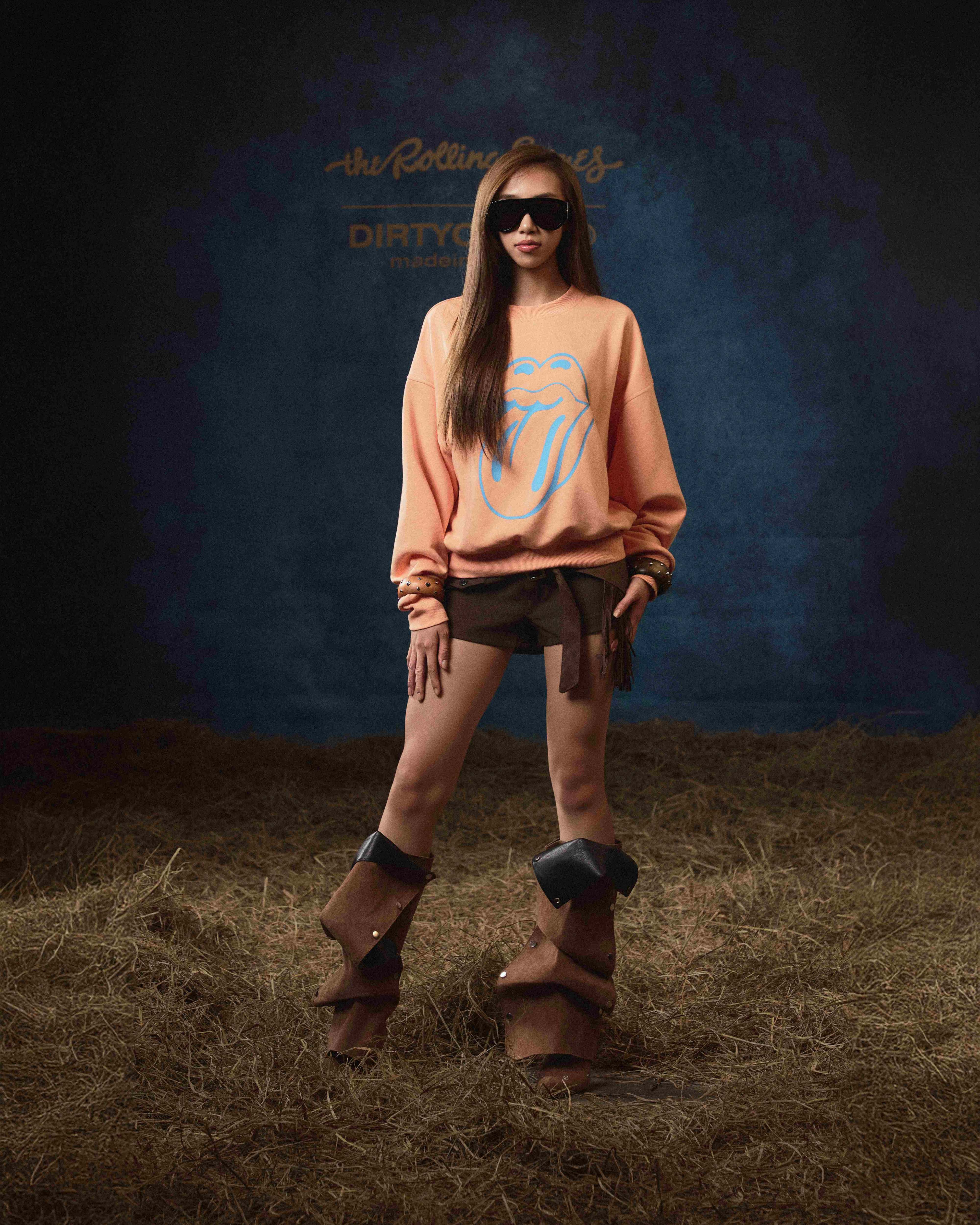 DCxRS Big Logo Printed Sweatshirt Orange