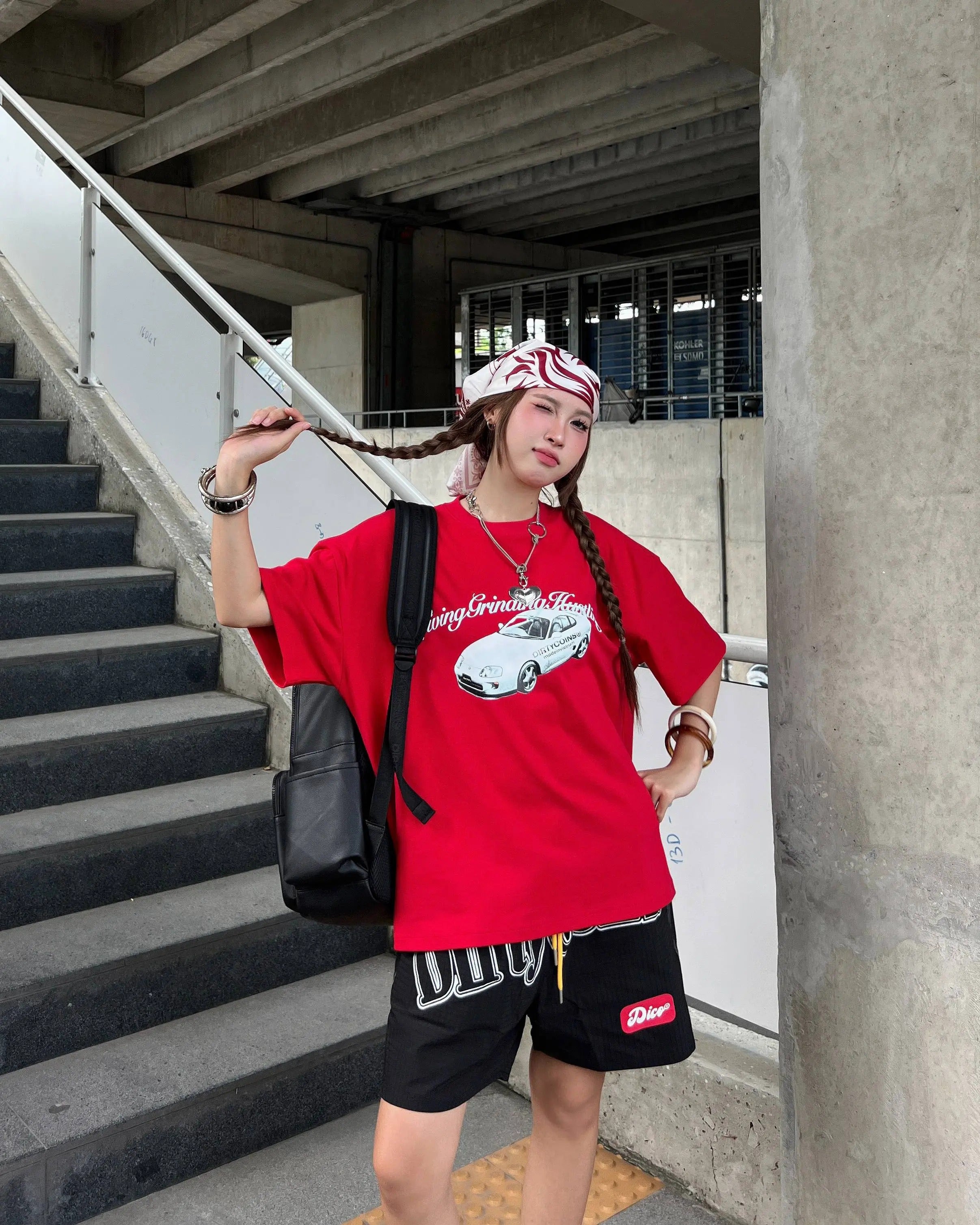 DirtyCoins Hustling Boxy T-Shirt Red