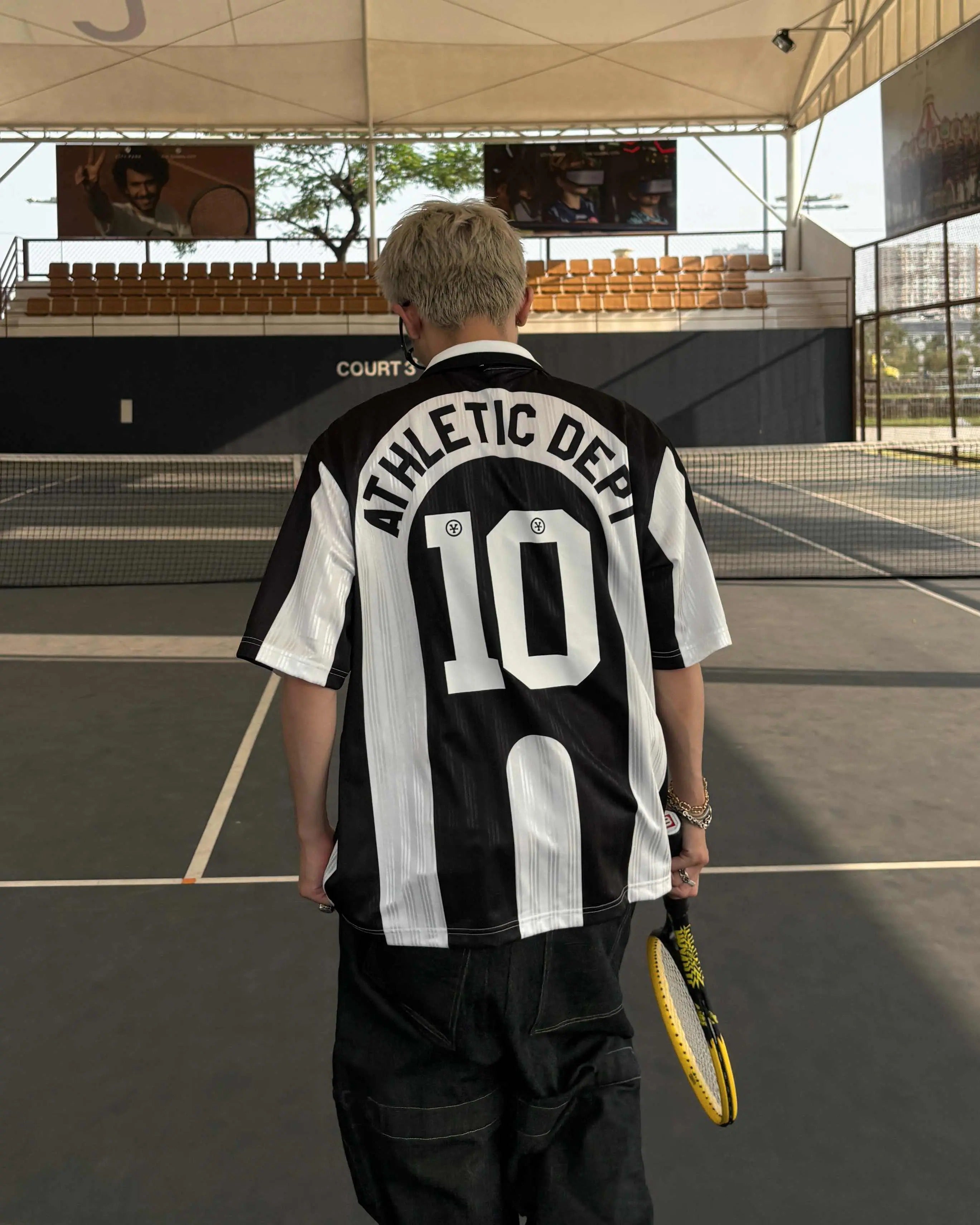 DirtyCoins Striped Soccer Polo Jersey Black White