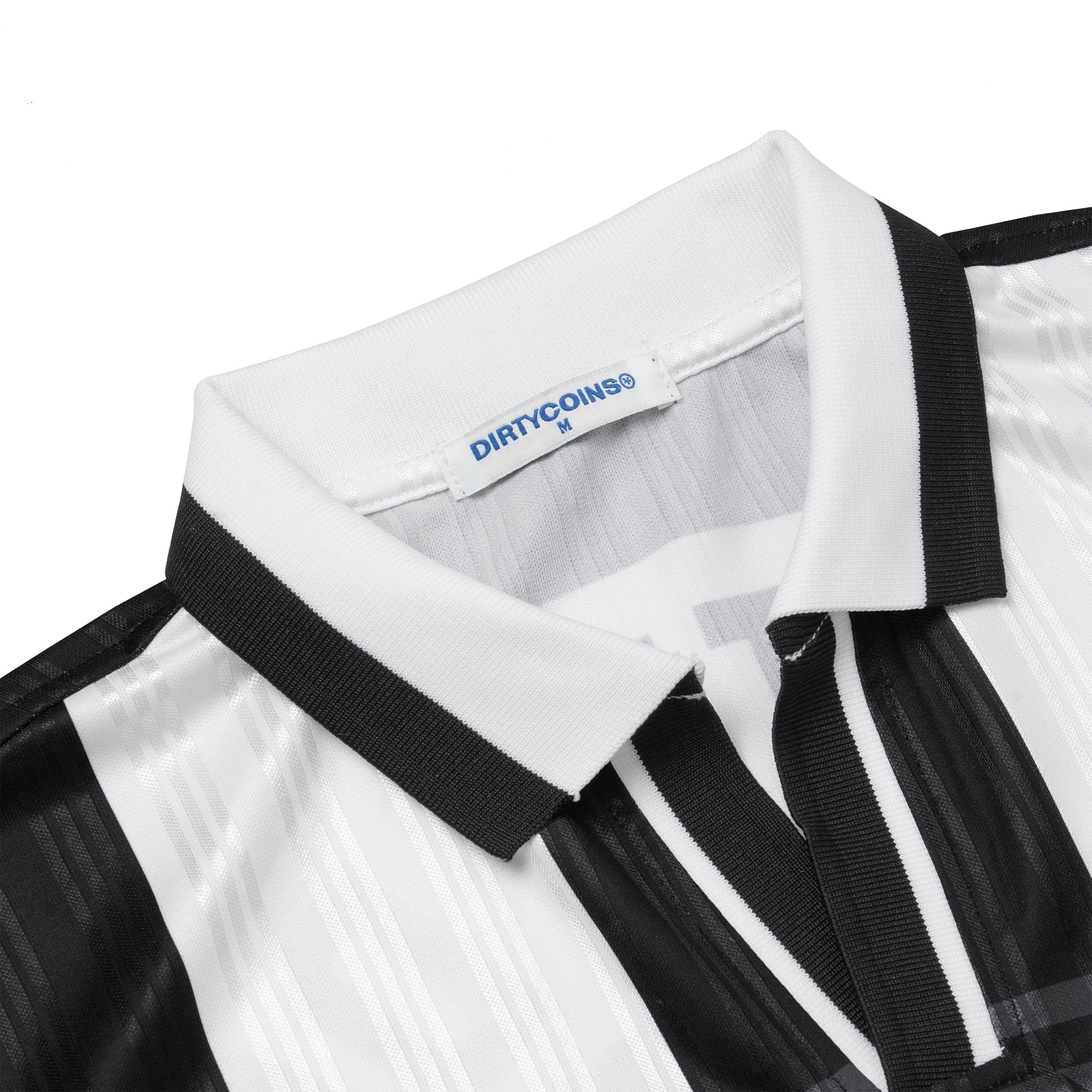 DirtyCoins Striped Soccer Polo Jersey Black White