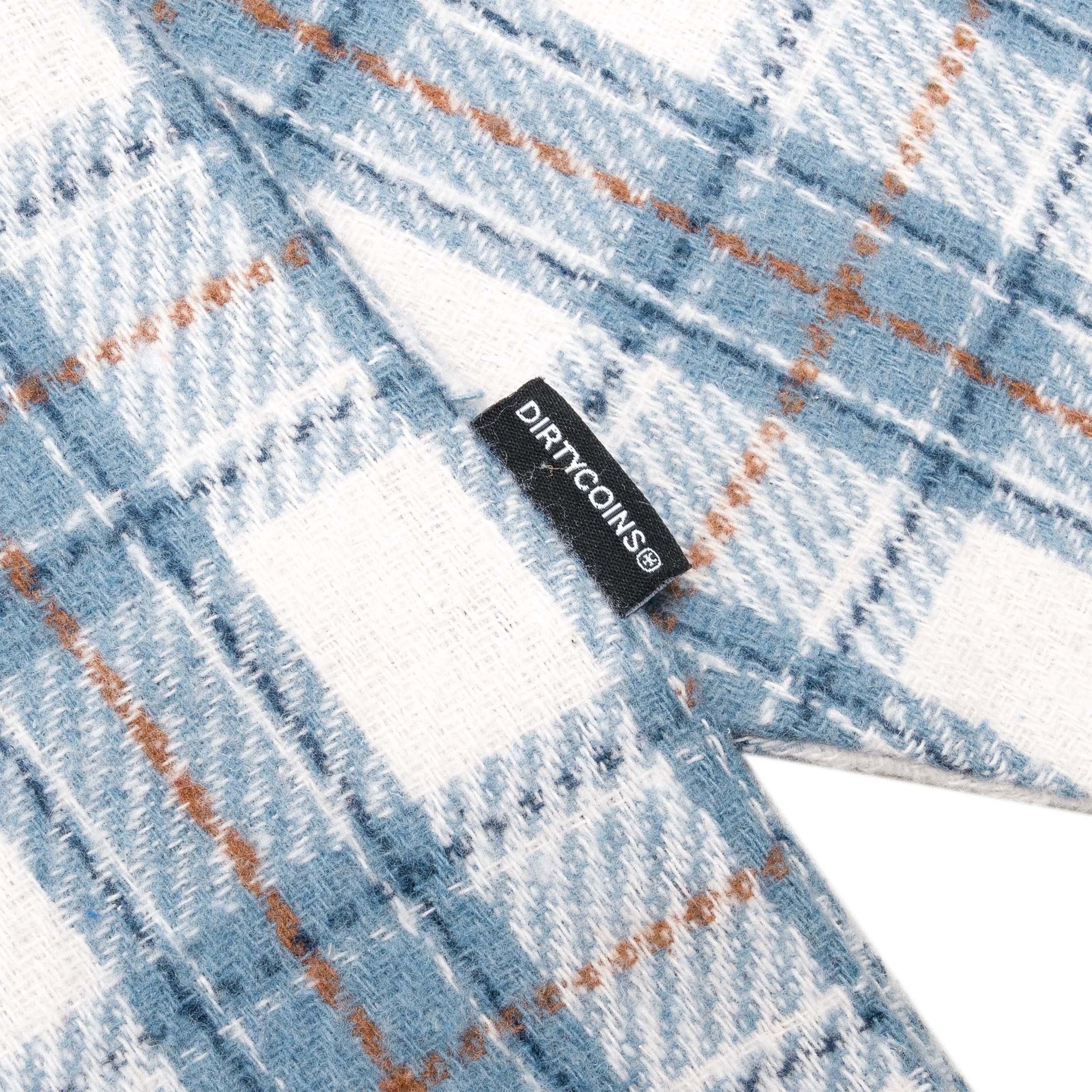 Flannel Raw Hem Embroidery Light Blue