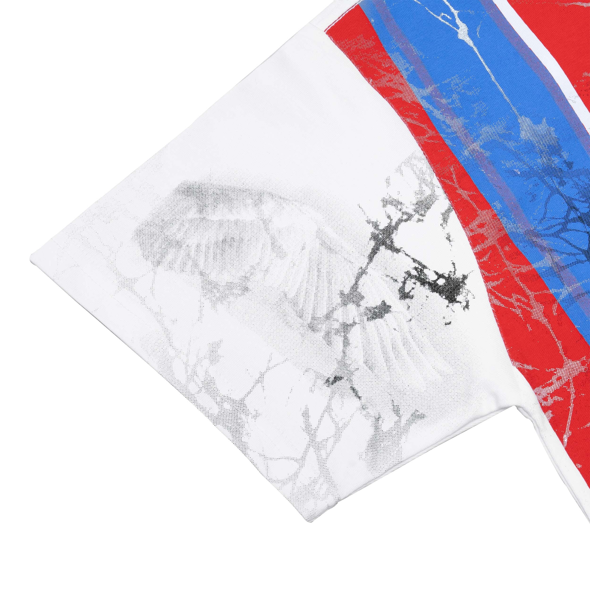 DirtyCoins Striped Destroy All Print T-Shirt Red Blue