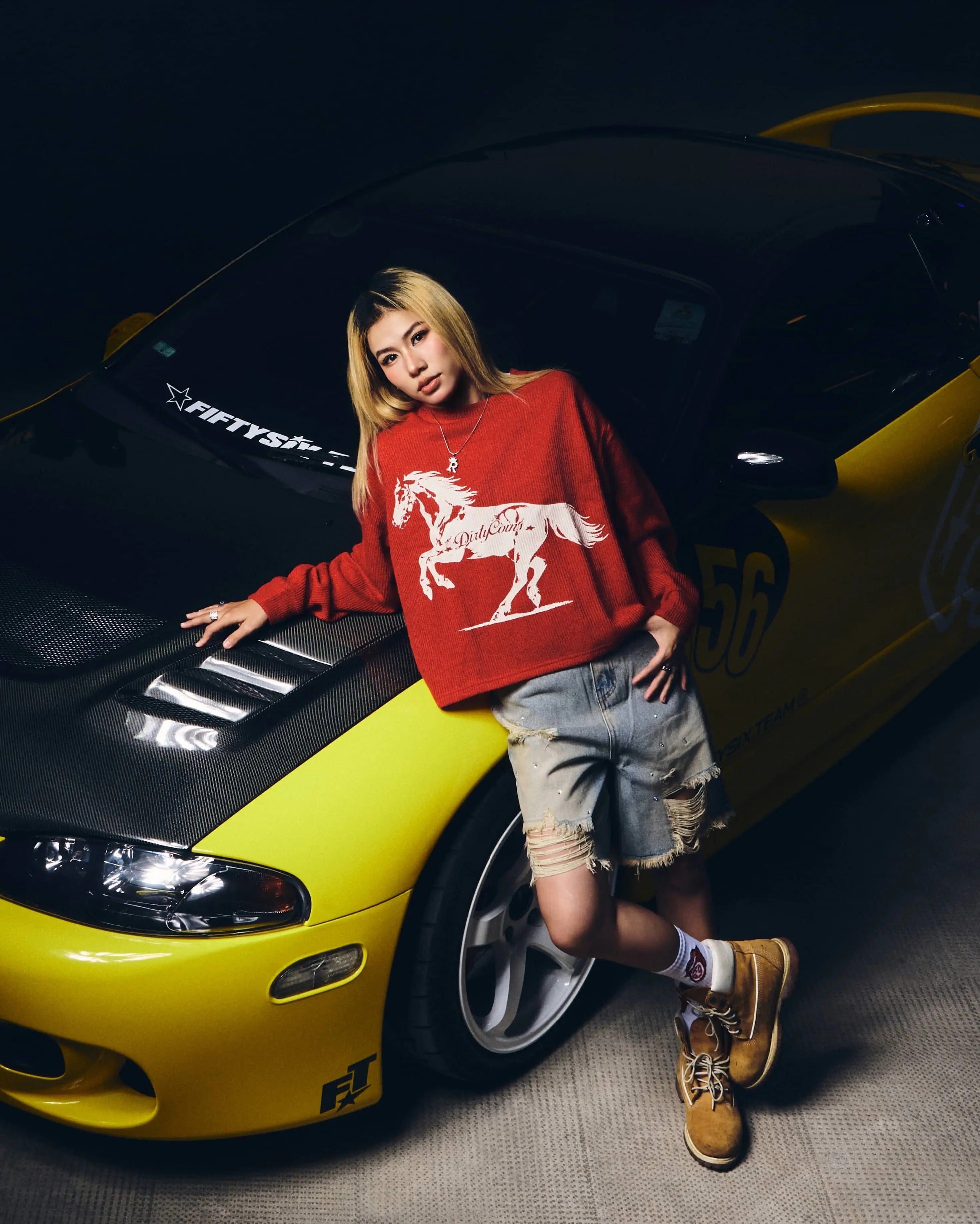 DirtyCoins Horse Power Knit Sweater Red