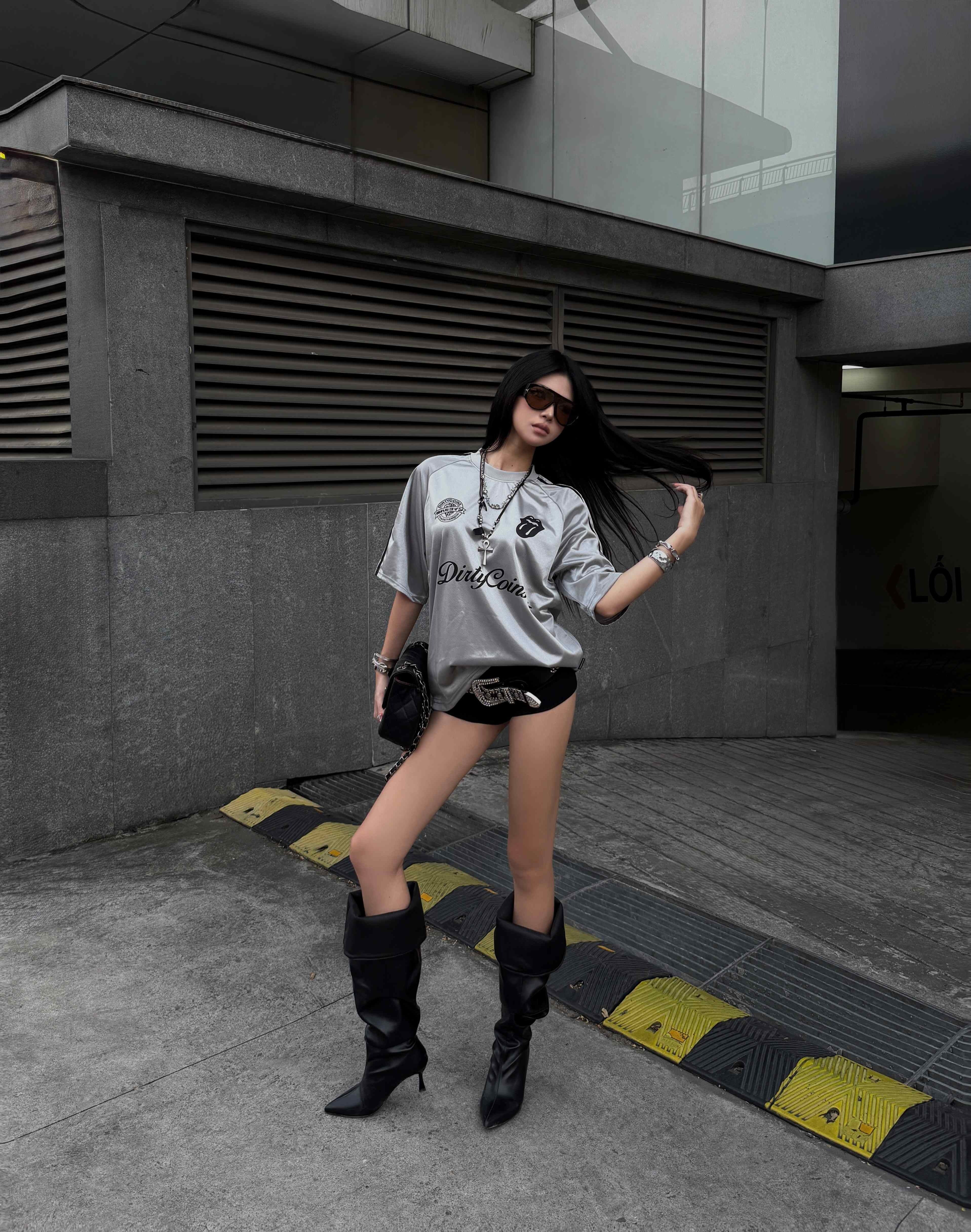 DCxRS Logo Glossy Soccer Jersey Grey