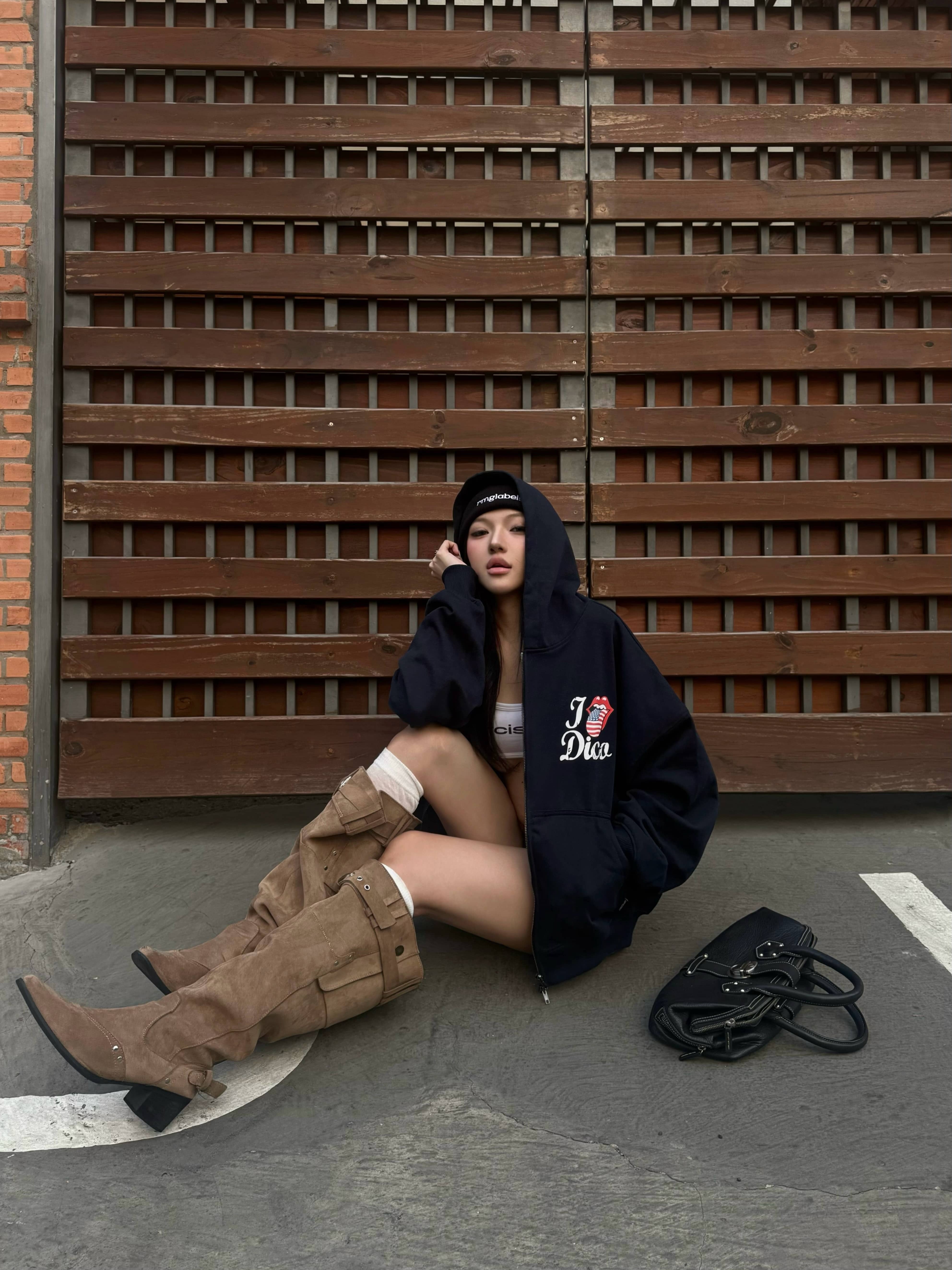 DCxRS American Tongue Zip-Up Hoodie Navy