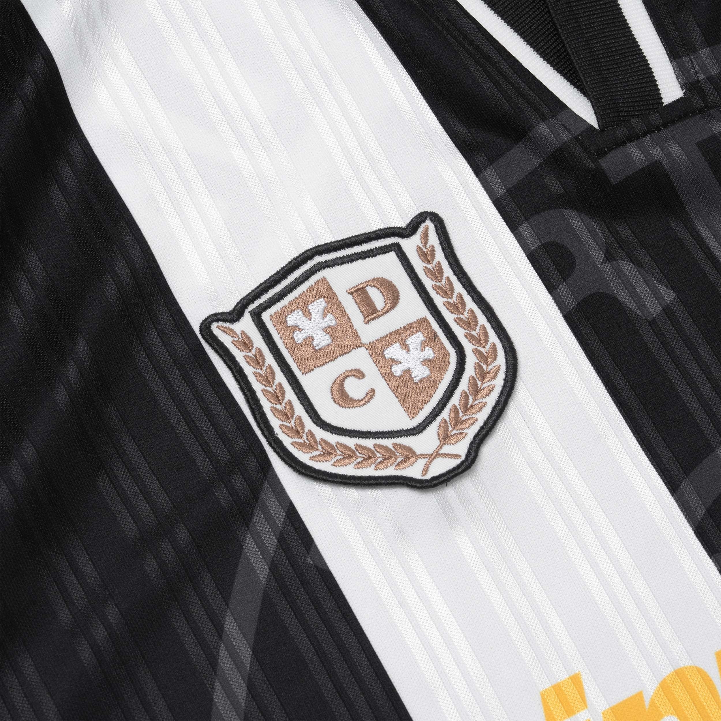 DirtyCoins Striped Soccer Polo Jersey Black White