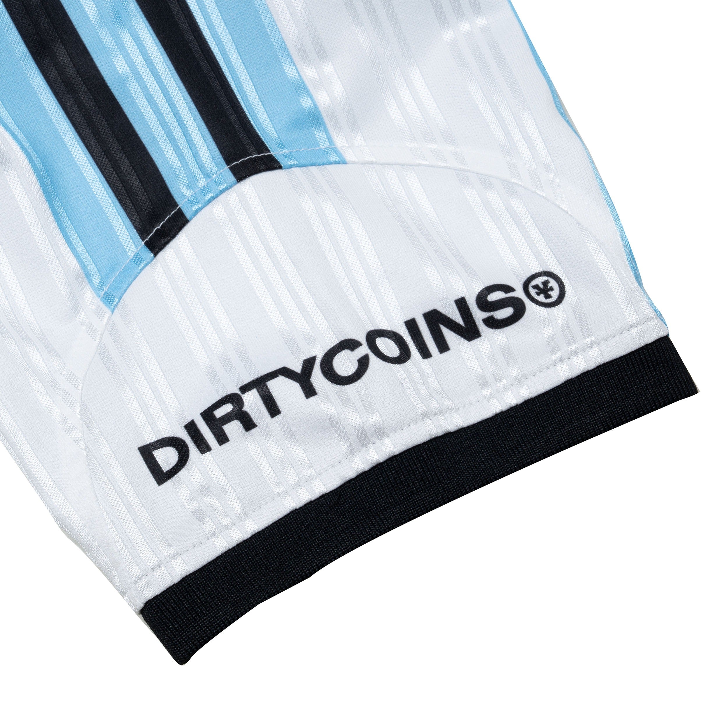 DirtyCoins Striped Soccer Jersey Baby Blue White