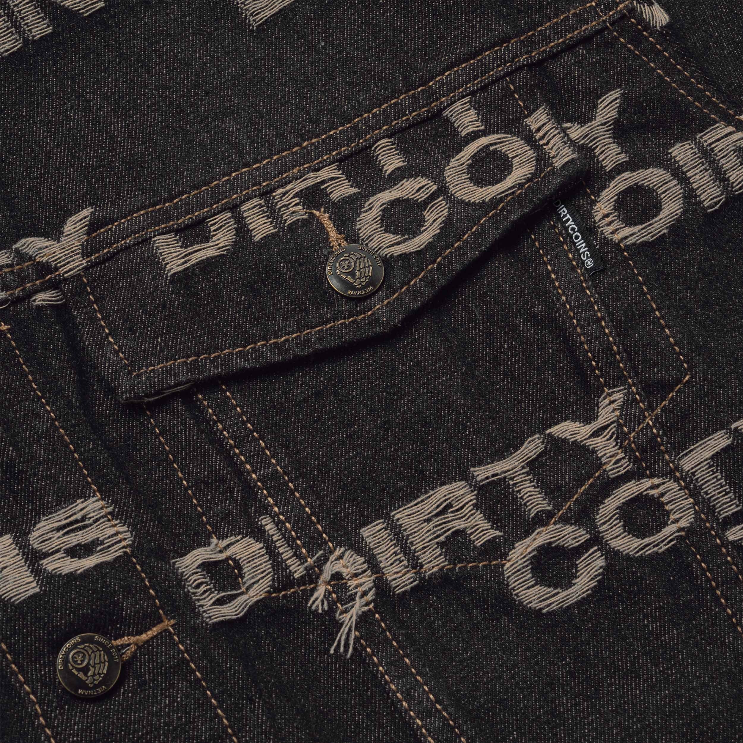 Frayed Logo Denim Jacket - Black