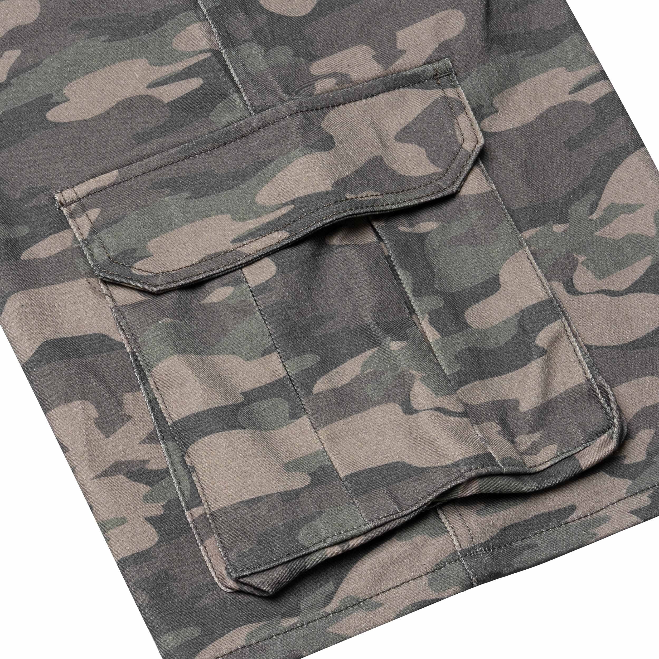 DirtyCoins Drawstring Camo Denim Cargo Shorts