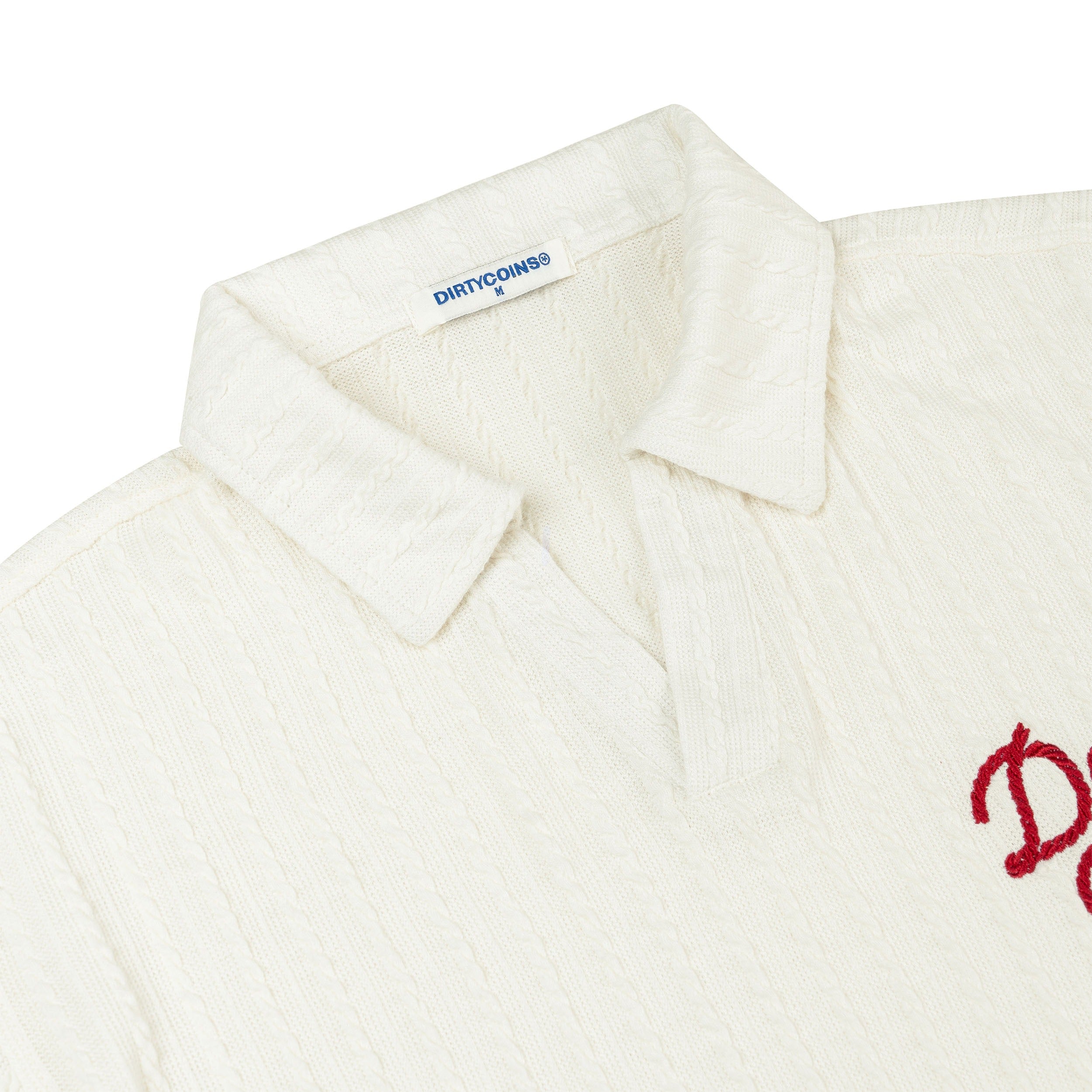 DirtyCoins Embroidery Chain Knit Polo Cream