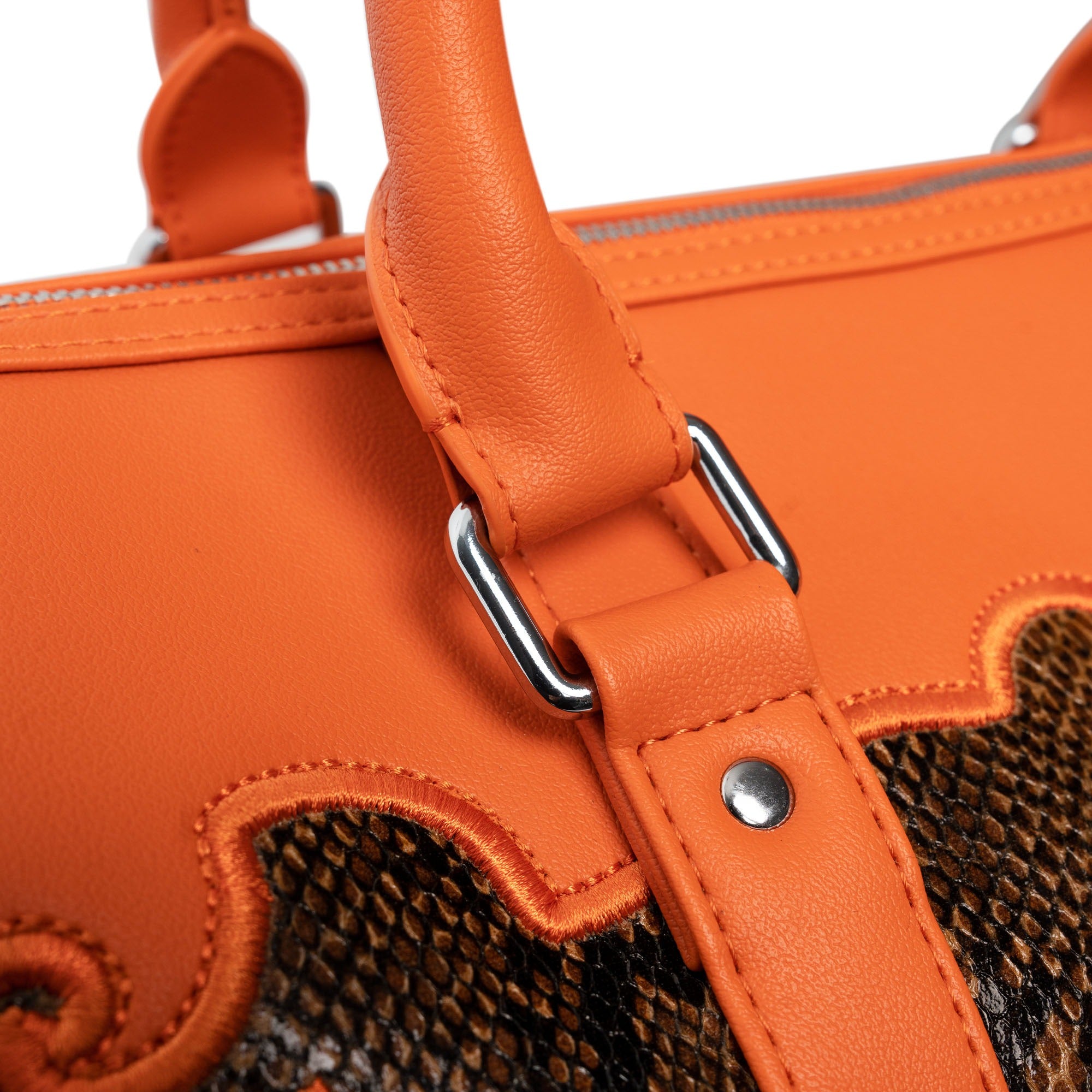 DCxRS Snake Leather Bowler Bag Orange