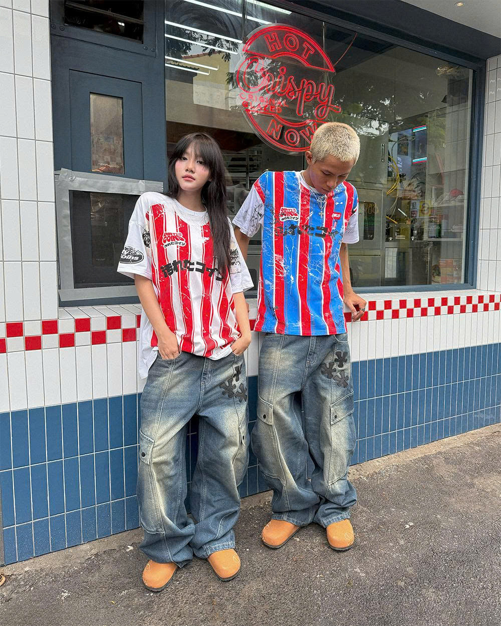 DirtyCoins Stripe Tee Trompe Loeil Print T-Shirt White