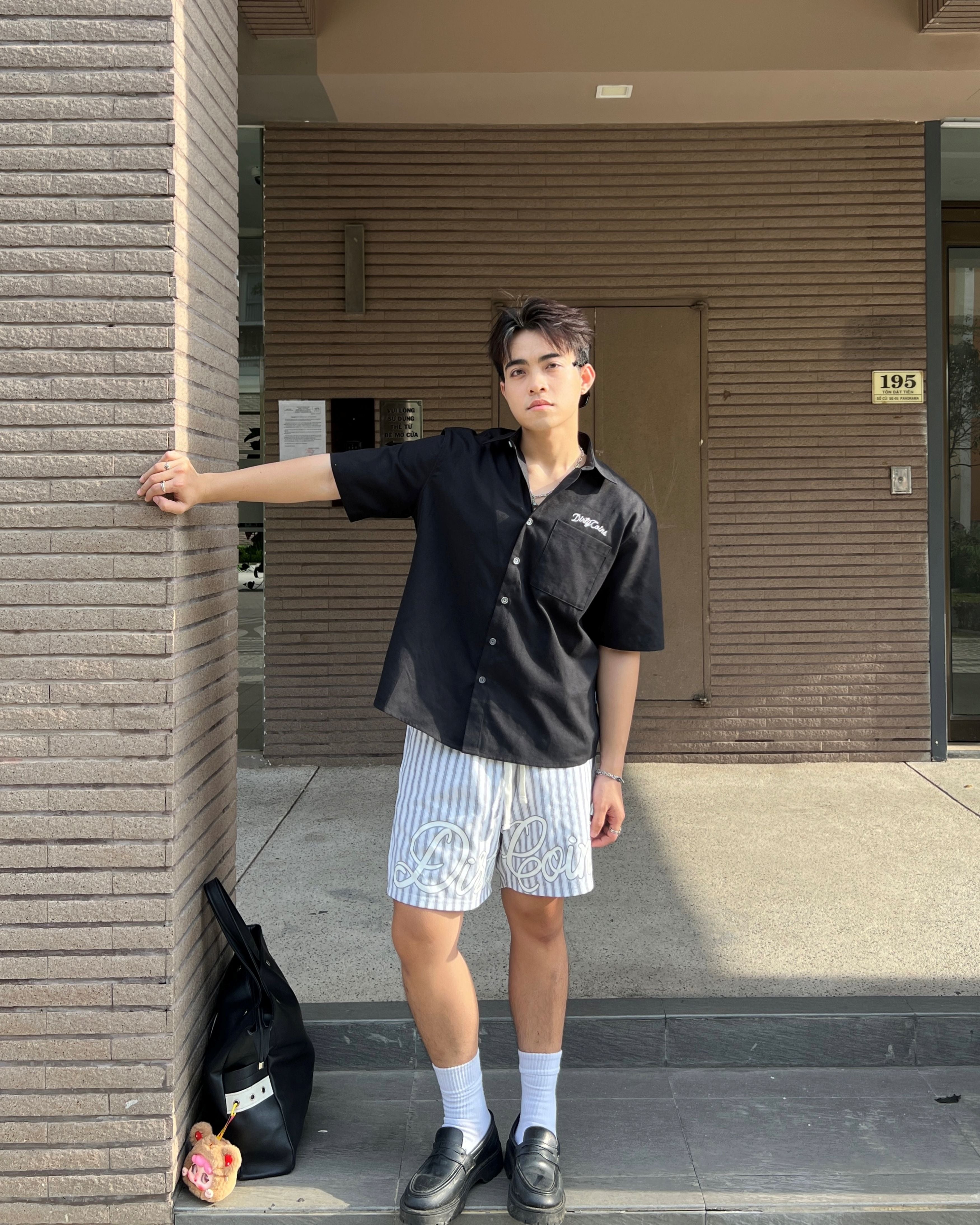 Rope Print Relaxed Shirt - Black