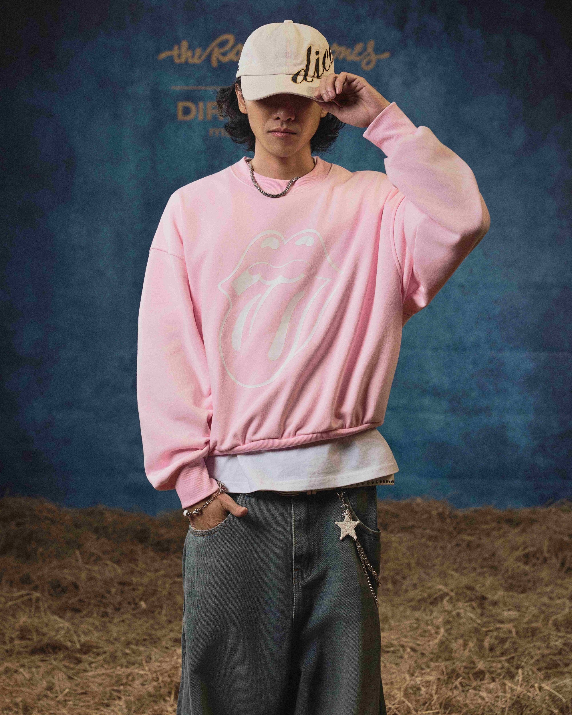 DCxRS Big Logo Printed Sweatshirt Pink