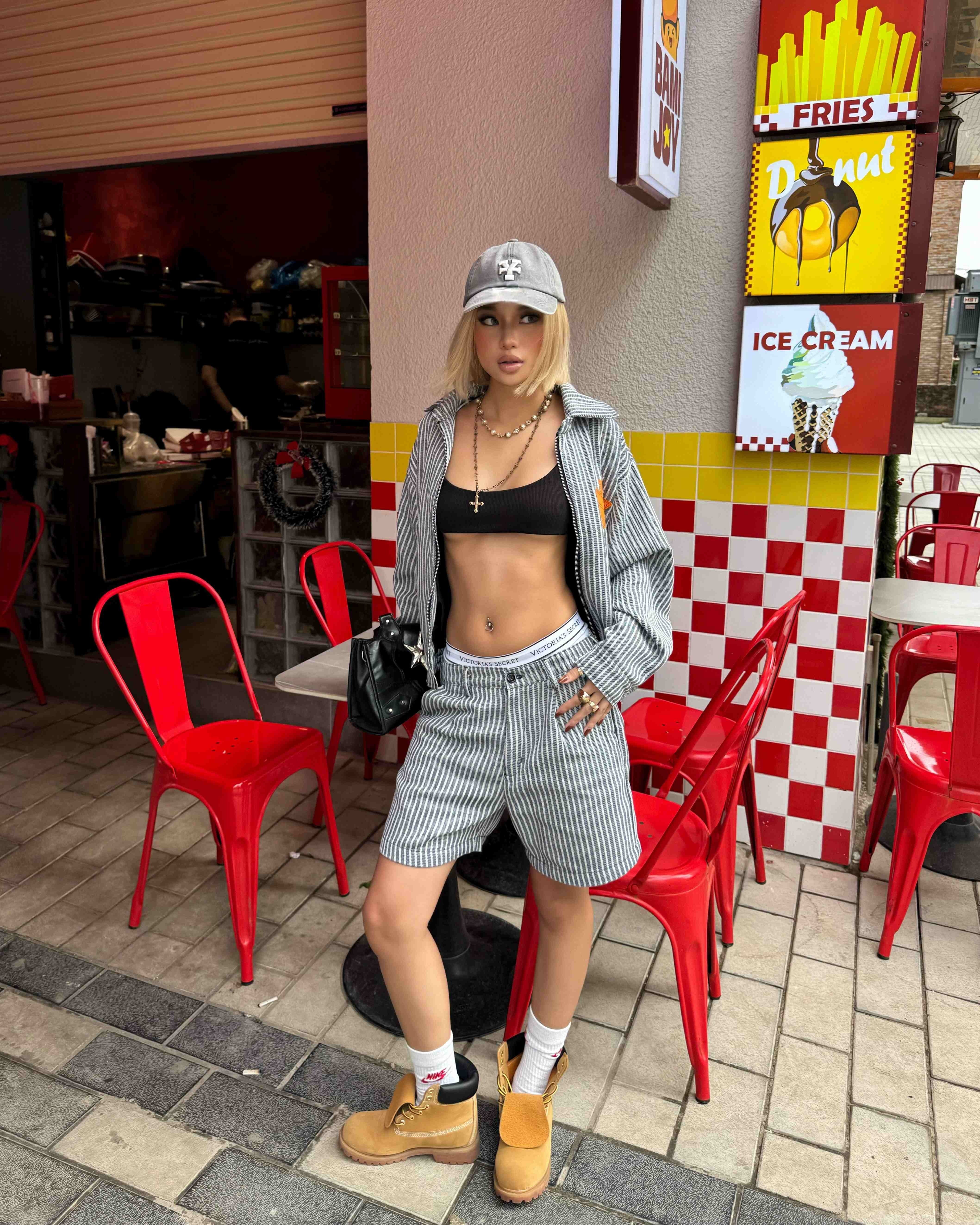 Combo Bomber Striped Maple Leaf Grey + Striped Maple Leaf Grey Short