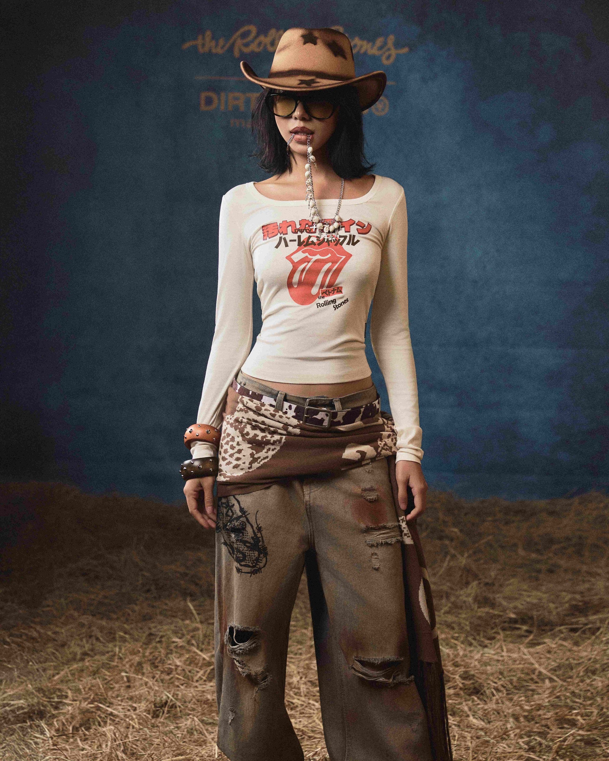 DCxRS JP Inspired Fit LS Baby Tee Tan