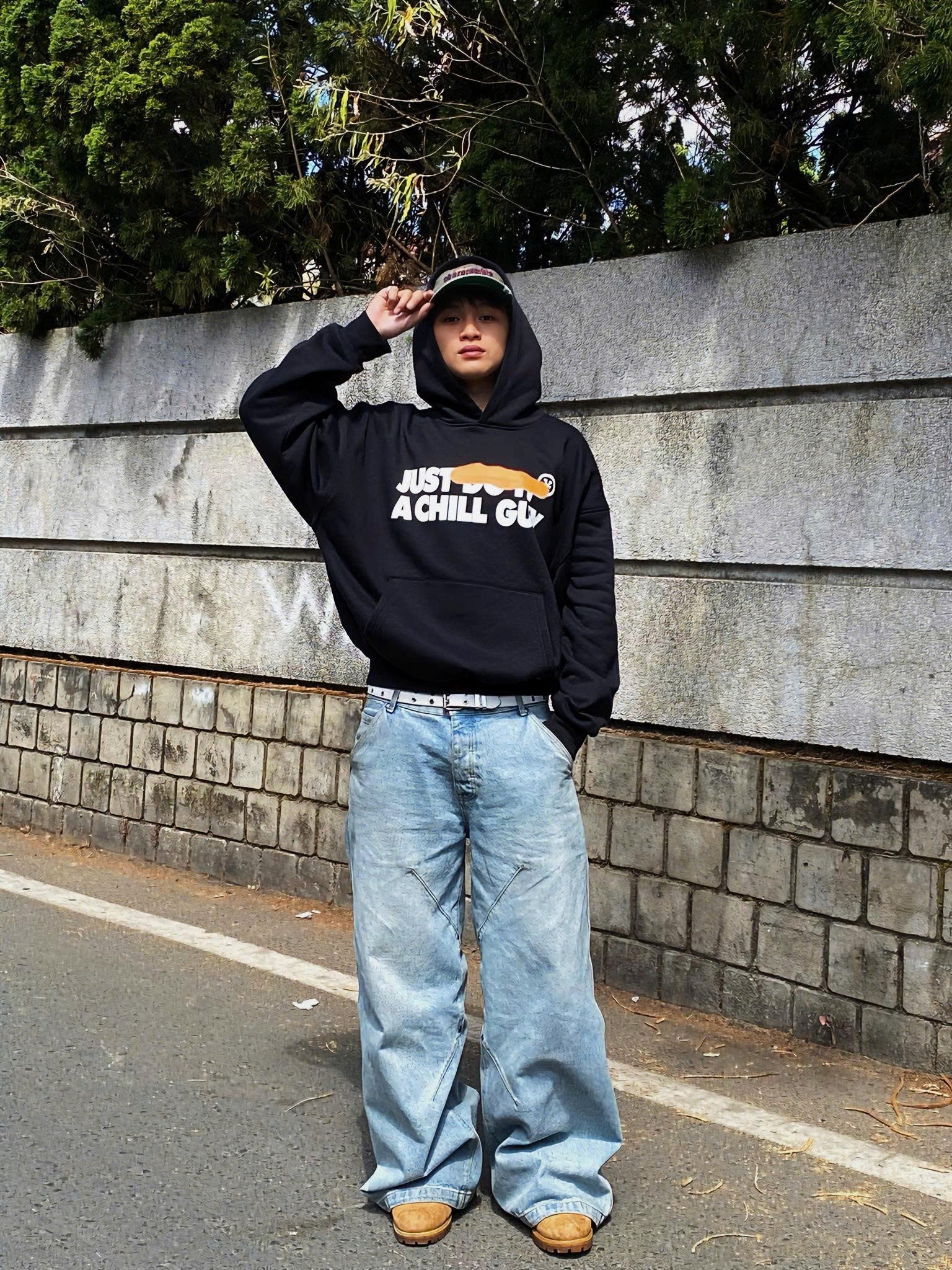 DirtyCoins Just A Chill Guy Oversized Hoodie Black